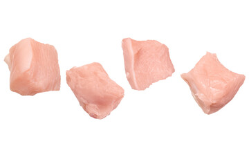 Pieces of fresh chicken meat. Isolated on transparent background.