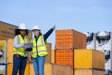 Female Workers Using Tablet for Logistics Coordination: Planning, Communication, and Safety at Container Yard