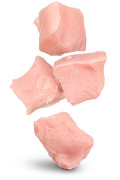 Pieces of fresh chicken meat. Isolated on transparent background.
