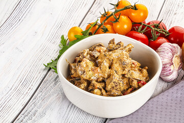 Roasted beef with cream sauce