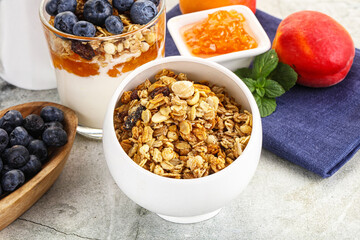 Granola museli cereal for breakfast