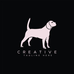 Art Hand Draw Illustration Dog Black Background