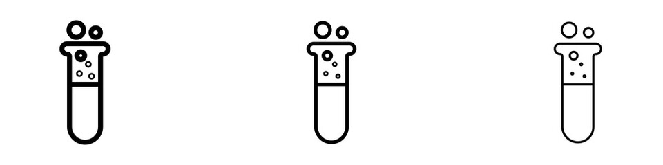 Test tube icon in tree different line stroke sizes.