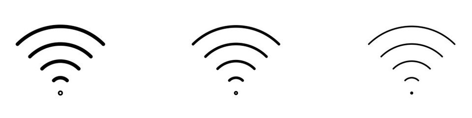 Wifi Signal icon in tree different line stroke sizes.