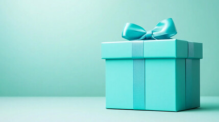 Obraz premium On a soft green backdrop, a gift box sits with a subtle shadow adding depth