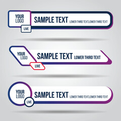 Lower third white and colorful design template modern contemporary. Set of banners bar screen broadcast bar name. Collection of lower third for video editing on transparent background.