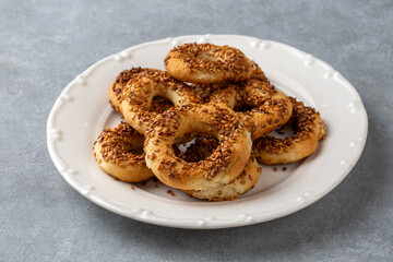 Turkish Bagel with sesame seeds. Turkish name; Kandil simidi