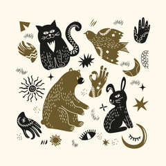 Folk Art Animal Design Element