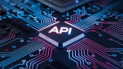 API microchip, Application Programming Interface, Business, modern technology, API chip on a cricuit board