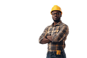 Confident African American Construction Worker in Hardhat