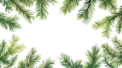 Christmas Day celebration with festive greenery and pine branches framing a wintery backdrop