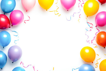 Colorful balloons frame isolated on white