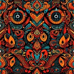 Fototapeta premium Vibrant, Tribal, Ethnic Motifs, Bold Patterns, and Colorful Designs for Textile Art