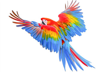 Obraz premium Colorful flying parrot isolated on white background