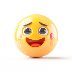 Fototapeta premium Face with tears of joy, 3D emoji isolated on white background, front view, emoji style