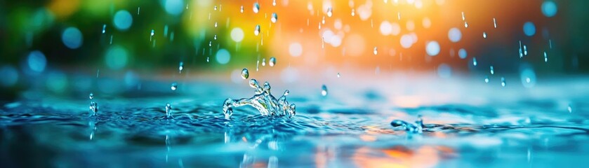 A torrential rainstorm with heavy raindrops falling, showing the overwhelming power of water in weather, rainstorm, water force