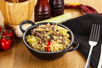 Bulgur with lamb and vegetables
