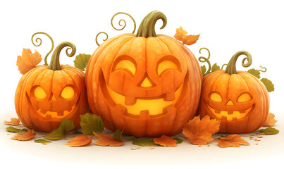 Halloween holiday decorations and hand-painted pumpkins with a Halloween atmosphere
