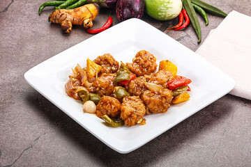 Chinese cuisine - prawn with chili sauce