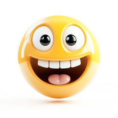 Fototapeta premium Grinning face with smiling eyes 3d emoji isolated on white background
