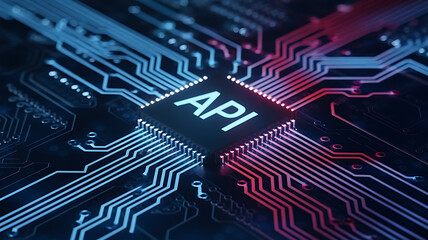 API microchip, Application Programming Interface, Business, modern technology, API chip on a cricuit board