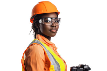 Fototapeta premium Young Female Construction Worker in Safety Gear