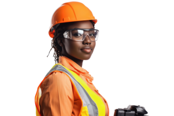 Young Female Construction Worker in Safety Gear