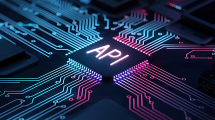 API microchip, Application Programming Interface, Business, modern technology, API chip on a cricuit board