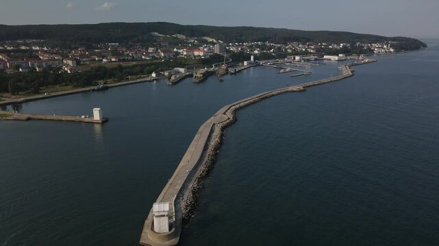R&uuml;gen Island Sassnitz City from top with the port at the foreground