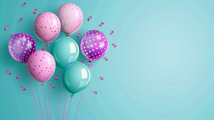 multicolored balloons on a birthday banner design, Generative AI.