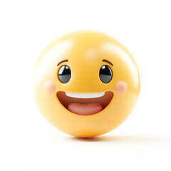 Fototapeta premium Smiling face with smiling eyes, 3D emoji isolated on white background, front view, emoji style