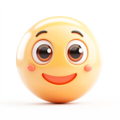 Fototapeta premium Smiling face with smiling eyes, 3D emoji isolated on white background, front view, emoji style