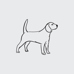 Art Hand Draw Illustration Dog Outline Clean Background