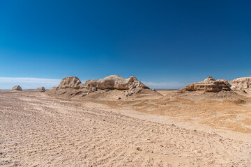 The national highway going along the yadan geological formation in Chinese Qinghai