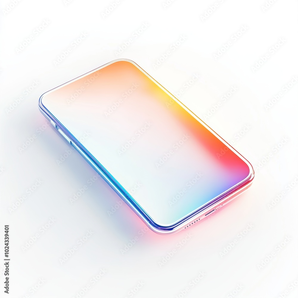 Aufkleber modern smartphone with a vibrant gradient display resting on a clean surface reflecting an innovativ