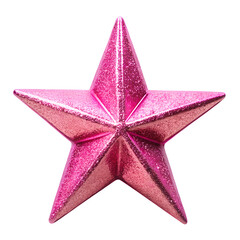 Beautiful pink single christmas star transparent background.