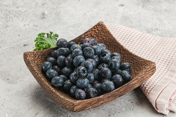 Sweet ripe blueberry on the bowl