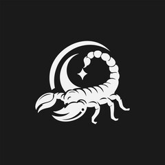 scorpion in silhouette art style on black background