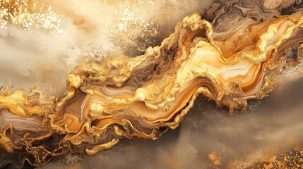 Golden Fluid Art