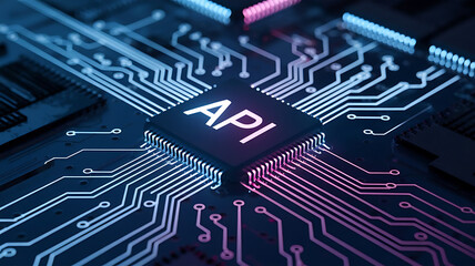 API microchip, Application Programming Interface, Business, modern technology, API chip on a cricuit board