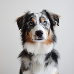 Fototapeta premium Australian Shepherd sitting against white background