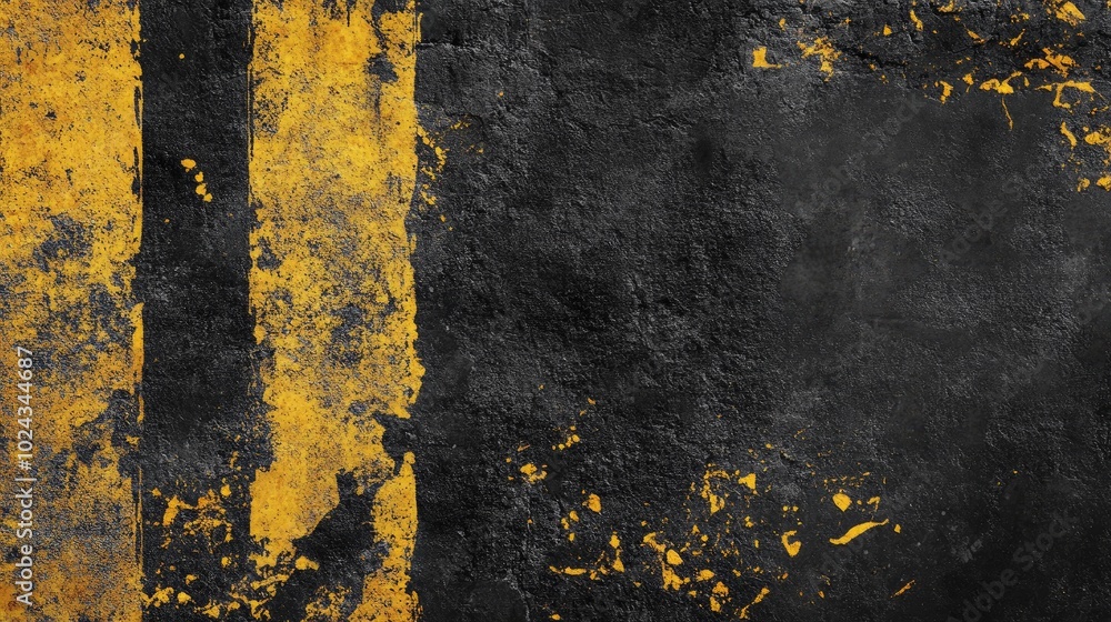 Poster Black And Yellow Grunge Background Texture With Noise And Distressed Metallic Surface Old Paint On Wall Abstract Backdrop Banner Display Wallpaper Design Elements Copy Space