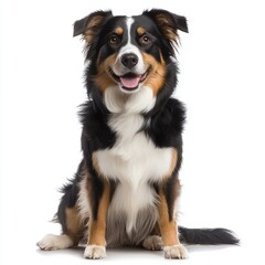 Fototapeta premium Australian Shepherd sitting against white background