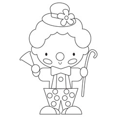 Cute circus clown vector cartoon illustration