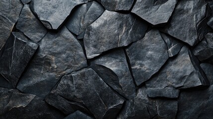 Black geometric stone and rock texture background minimalistic mockup for product display or showcase dark stone spa charcoal theme 3D rendering