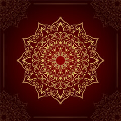 golden mandala ornament, round decorative design