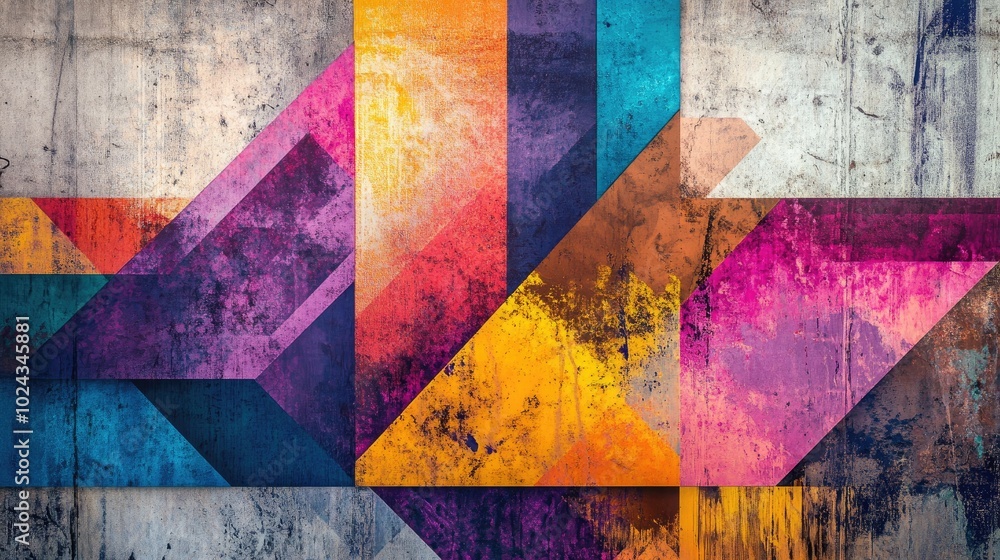 Aufkleber Abstract geometric design in an artistic painting style Modern canvas print featuring unique patterns and vibrant colors