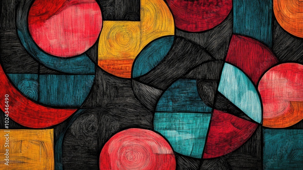 Poster abstract hand drawn geometric patterns create a textured art wallpaper design