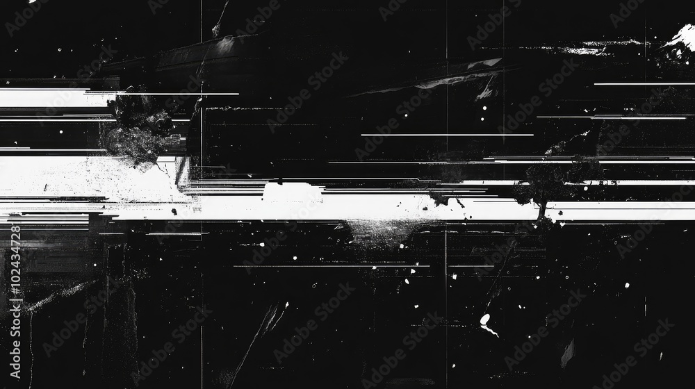 Poster black and white abstract organic grainy noise textures retro old glitch effects digital signal error