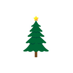 Christmas tree with a big yellow star,Christmas symbol icon.